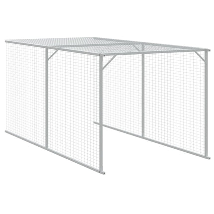 hønsehus med løbegård 110x1017x110 cm galvaniseret stål lysegrå