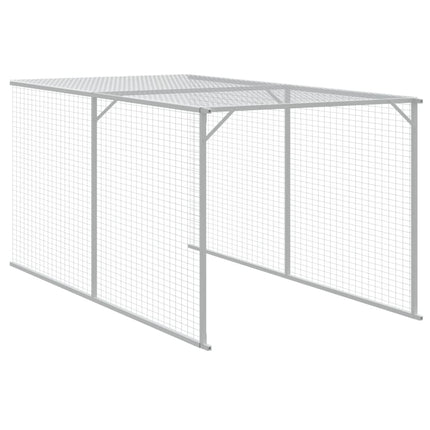 hønsehus med løbegård 110x1221x110 cm galvaniseret stål lysegrå