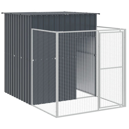 hundehus m. løbegård 165x1271x181 cm galvaniseret stål antracit