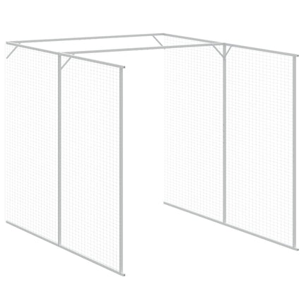 hundehus med løbegård 165x455x181 cm galvaniseret stål lysegrå