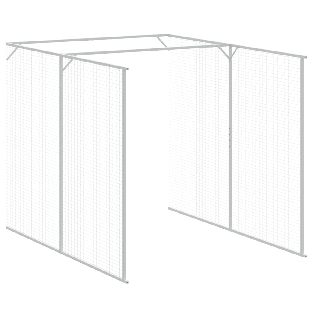 hundehus med løbegård 165x659x181 cm galvaniseret stål lysegrå