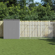 hundehus med løbegård 165x659x181 cm galvaniseret stål lysegrå