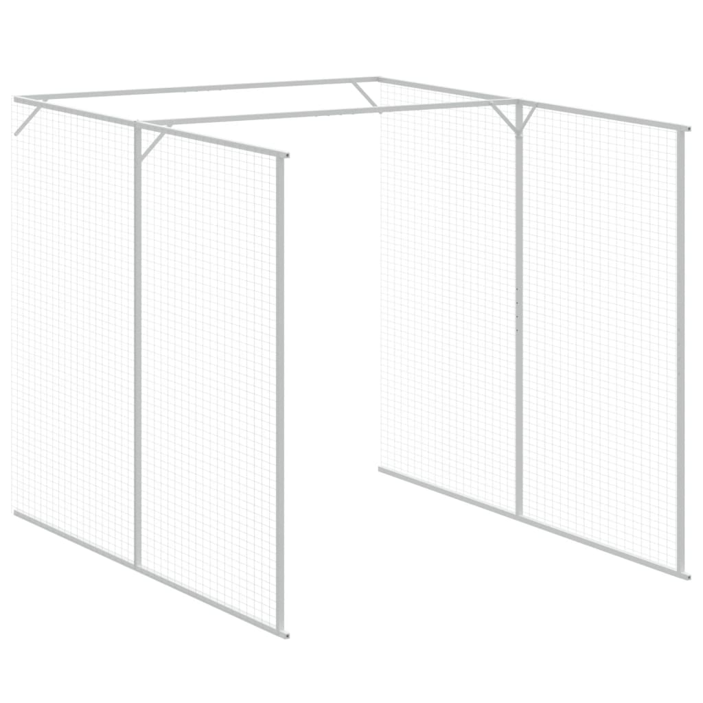 hundehus med løbegård 165x1067x181 cm galvaniseret stål lysegrå