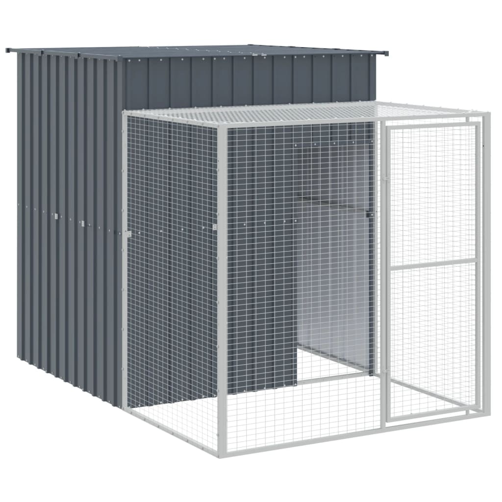 hønsehus m. løbegård 165x1271x181 cm galvaniseret stål antracit