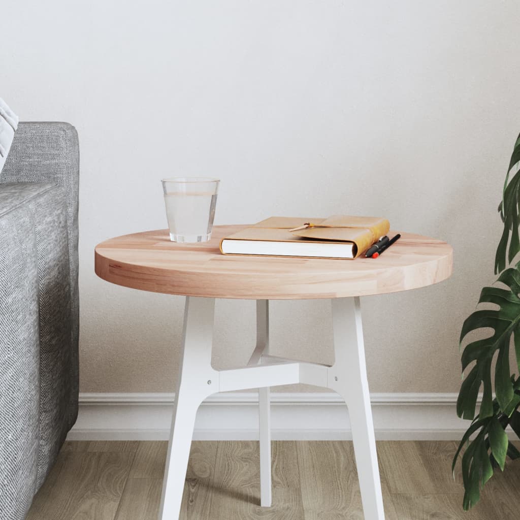 bordplade Ø40x2,5 cm rund massivt bøgetræ billede