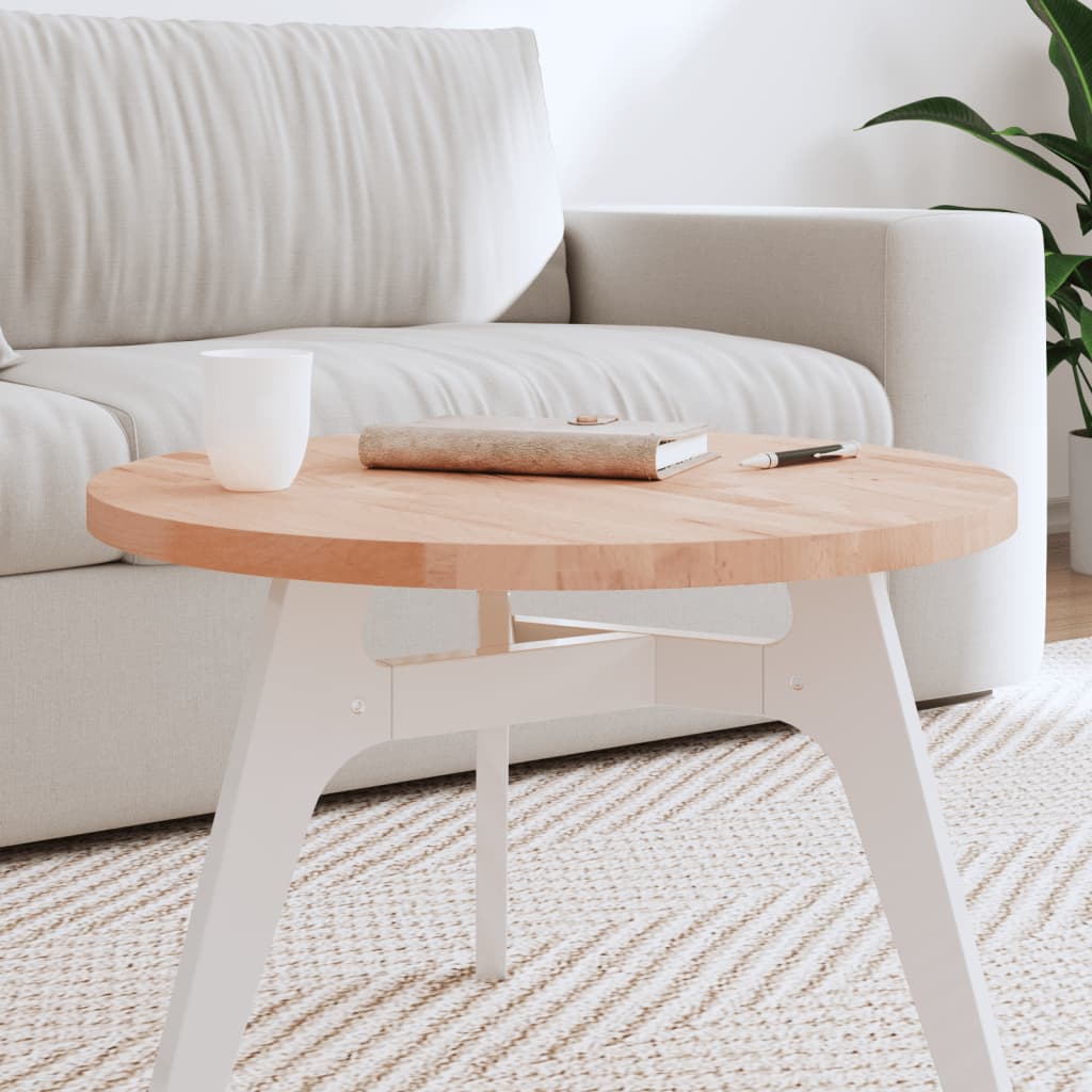 bordplade Ø60x2,5 cm rund massivt bøgetræ billede
