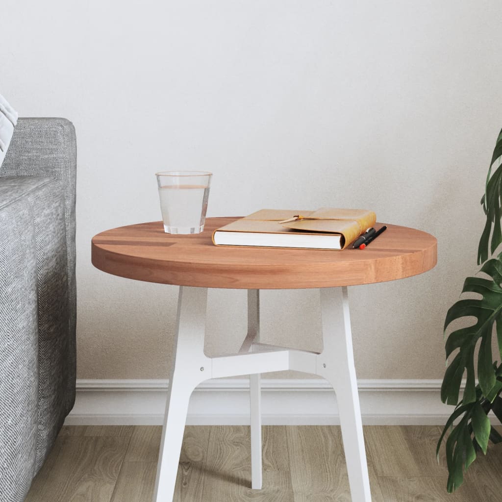 bordplade Ø40x2,5 cm rund massivt bøgetræ billede
