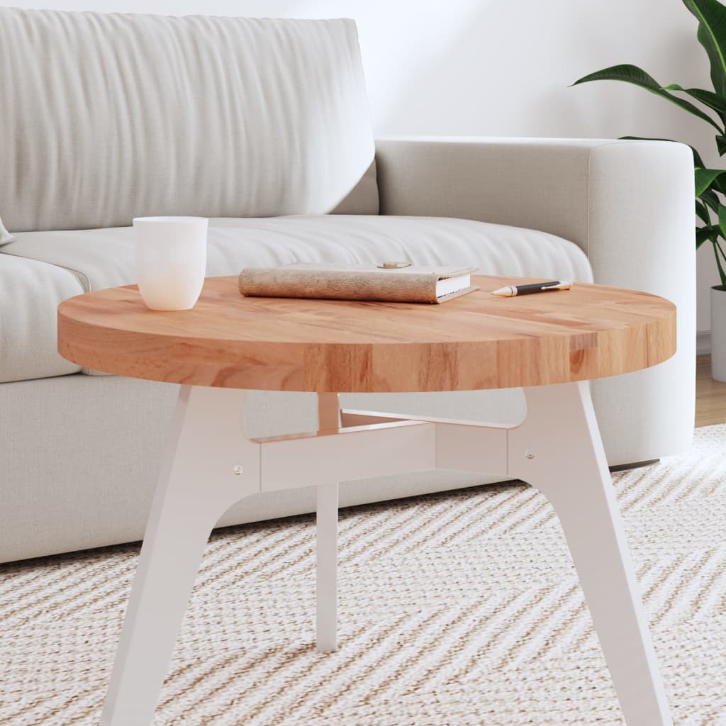 bordplade Ø60x4 cm rund massivt bøgetræ billede