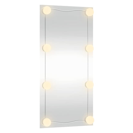 vægspejl med LED-lys 30x60 cm rektangel glas
