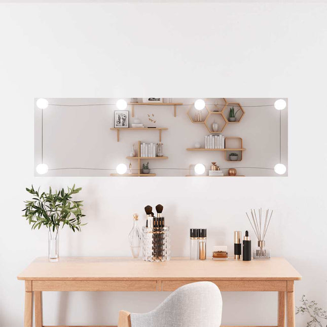 vægspejl med LED-lys 30x100 cm rektangel glas