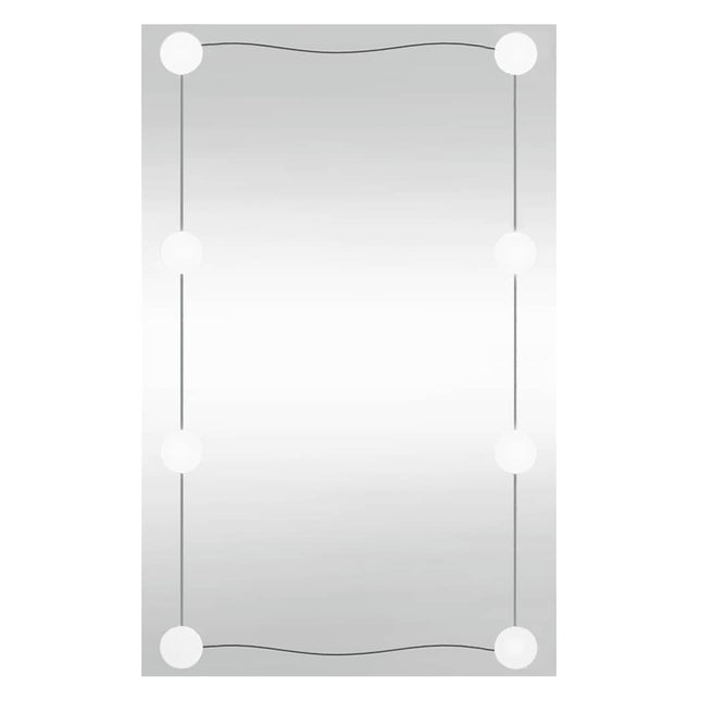 vægspejl med LED-lys 40x60 cm rektangel glas