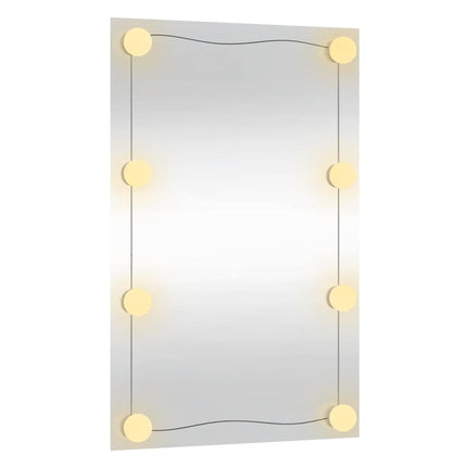 vægspejl med LED-lys 40x60 cm rektangel glas