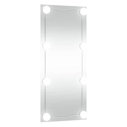 vægspejl med LED-lys 40x80 cm rektangel glas