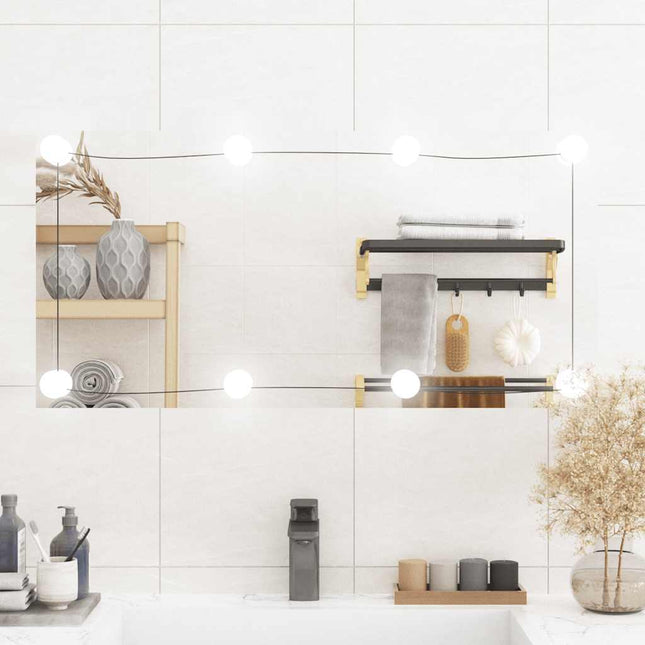 vægspejl med LED-lys 40x80 cm rektangel glas