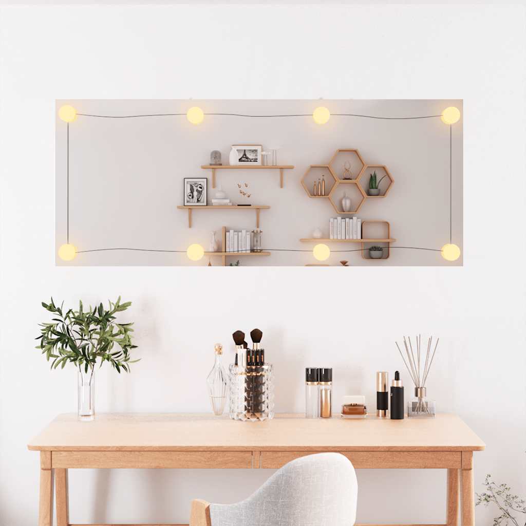 vægspejl med LED-lys 40x100 cm rektangel glas