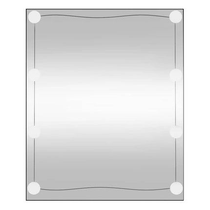 vægspejl med LED-lys 50x60 cm rektangel glas