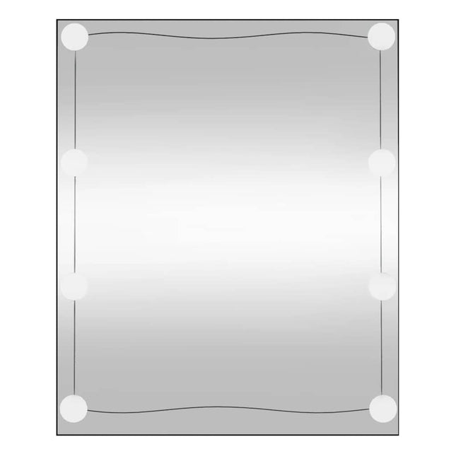 vægspejl med LED-lys 50x60 cm rektangel glas