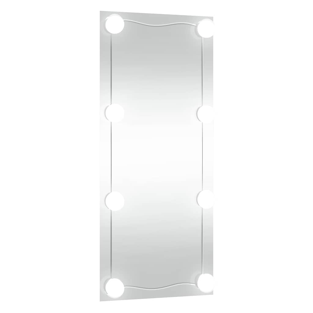 vægspejl med LED-lys 50x100 cm rektangel glas