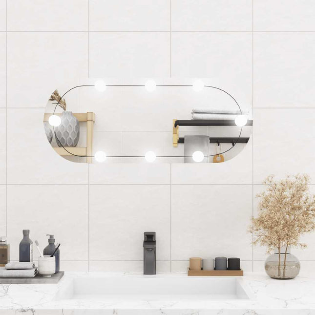 vægspejl med LED-lys 35x70 cm oval glas