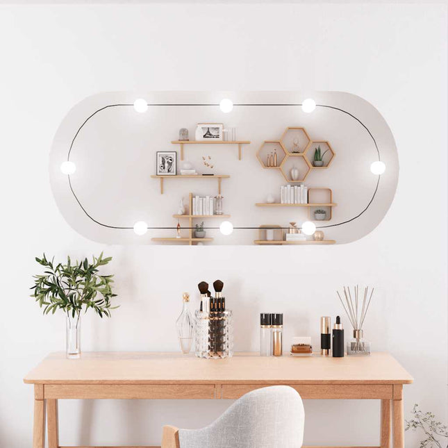 vægspejl med LED-lys 45x100 cm oval glas