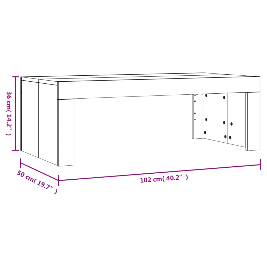 sofabord 102x50x36 cm konstrueret træ røget egetræsfarve