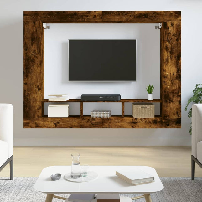 tv-møbel 152x22x113 cm konstrueret træ røget sonoma-eg