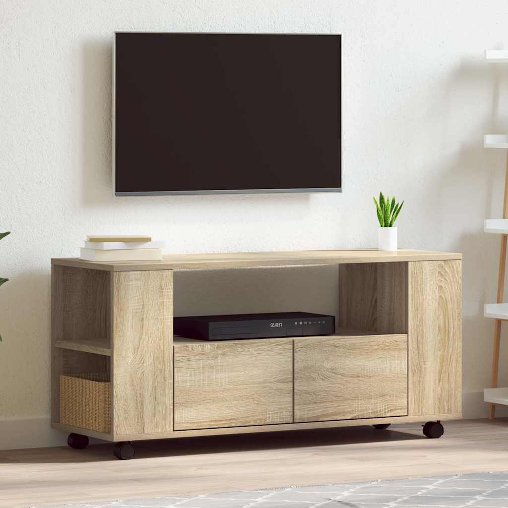 tv-bord 102x34,5x43 cm konstrueret træ sonoma-eg