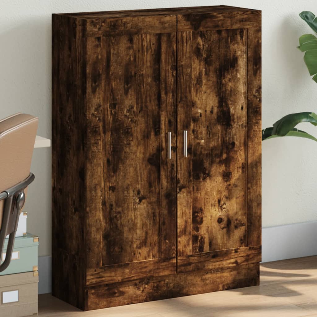 Bogskab i konstrueret træ med låger - 82,5×30,5×115 cm, røget egetræ