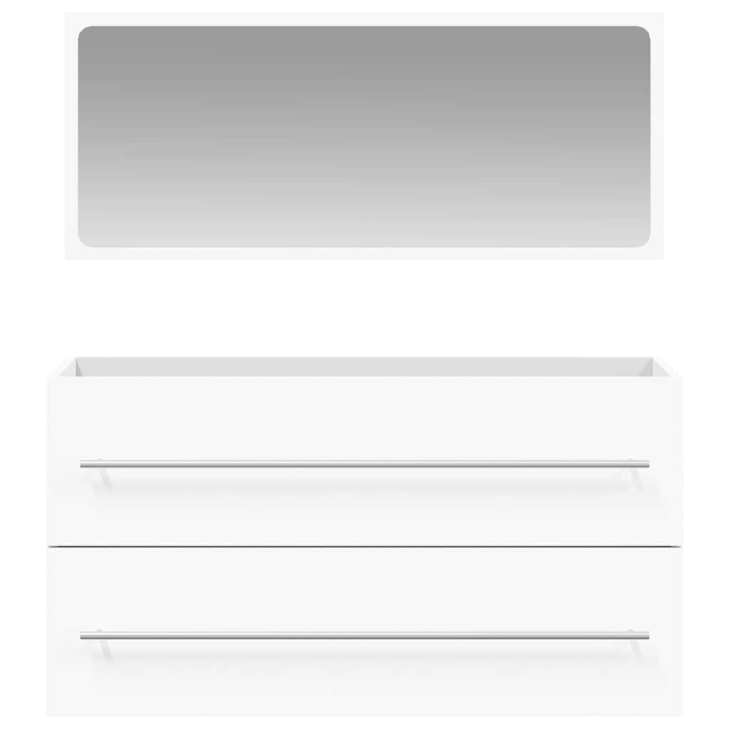 badeværelsesskab med spejl konstrueret træ hvid