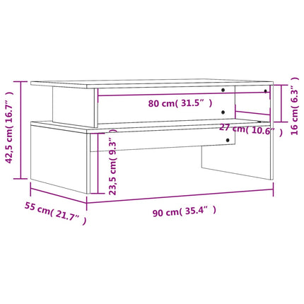 sofabord 90x55x42,5 cm konstrueret træ betongrå