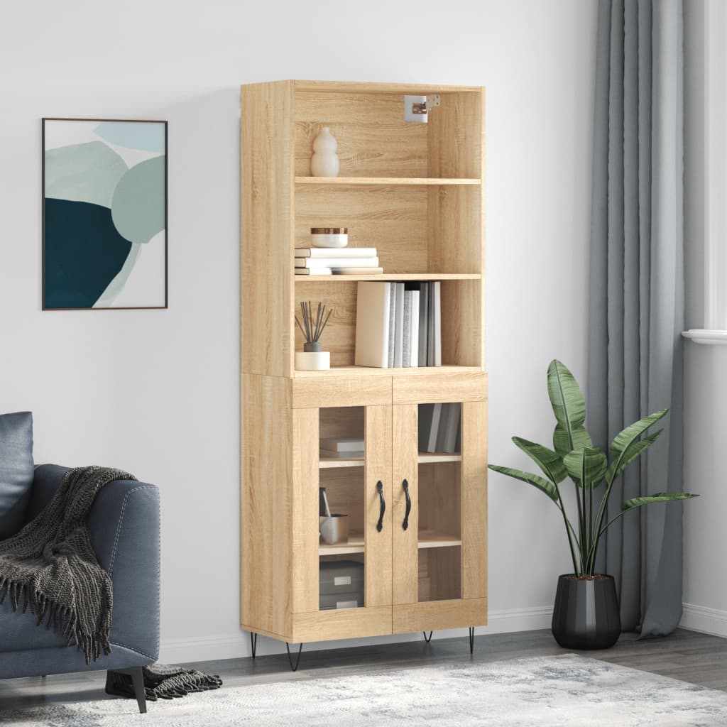 højskab 69,5x34x180 cm konstrueret træ sonoma-eg