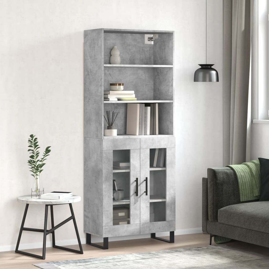 højskab 69,5x34x180 cm konstrueret træ betongrå