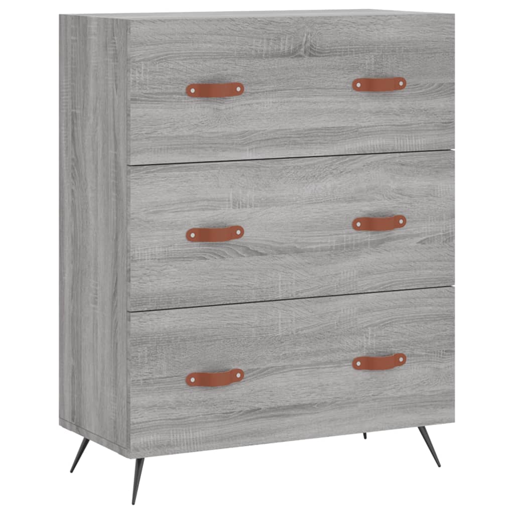 højskab 69,5x34x180 cm konstrueret træ grå sonoma-eg