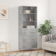 højskab 69,5x34x180 cm konstrueret træ betongrå