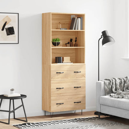 højskab 69,5x34x180 cm konstrueret træ sonoma-eg