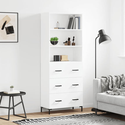 højskab 69,5x34x180 cm konstrueret træ hvid