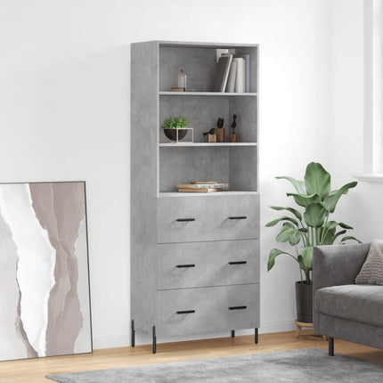 højskab 69,5x34x180 cm konstrueret træ betongrå