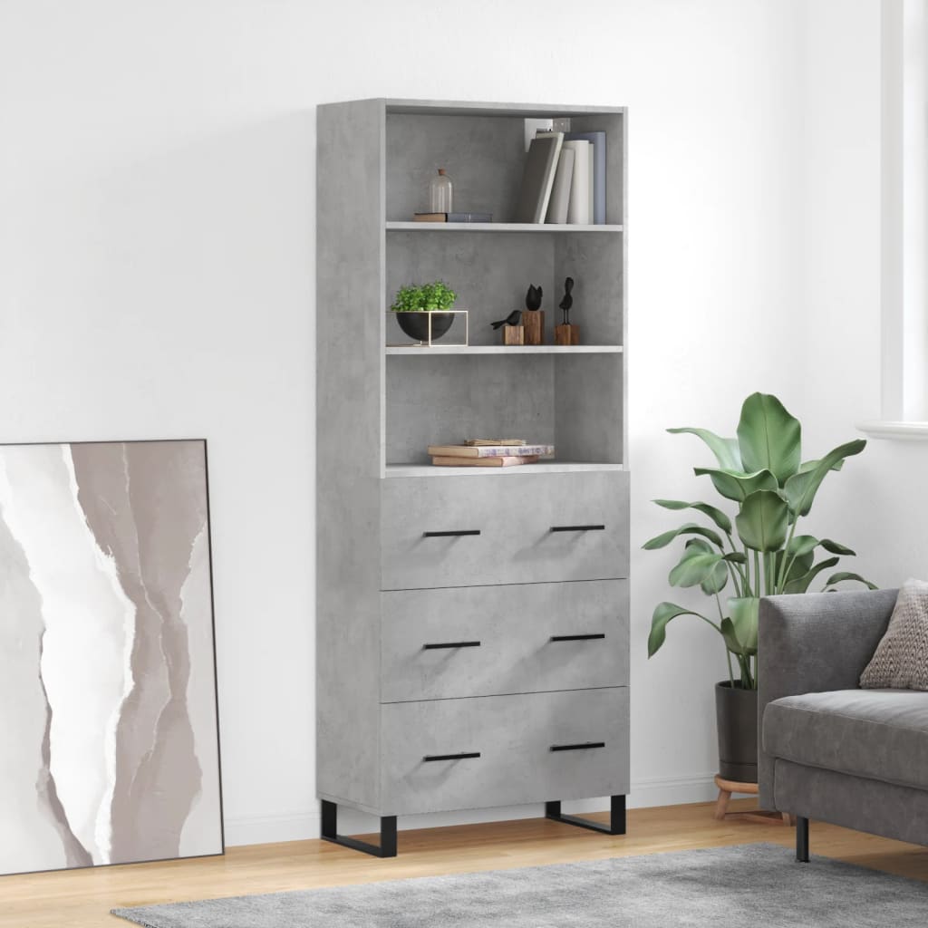højskab 69,5x34x180 cm konstrueret træ betongrå