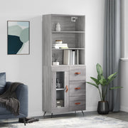 højskab 69,5x34x180 cm konstrueret træ grå sonoma-eg