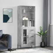 højskab 69,5x34x180 cm konstrueret træ betongrå