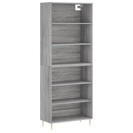 reol 69,5x32,5x180 cm konstrueret træ grå sonoma-eg