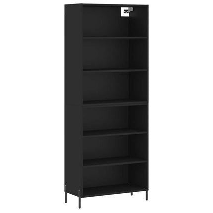 reol 69,5x32,5x180 cm konstrueret træ sort