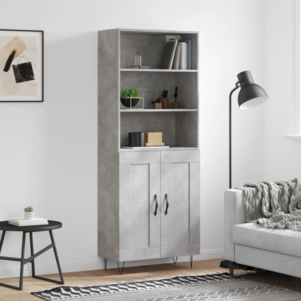 højskab 69,5x34x180 cm konstrueret træ betongrå