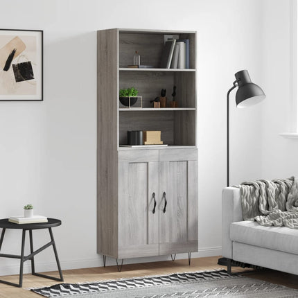 højskab 69,5x34x180 cm konstrueret træ grå sonoma-eg