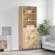 højskab 69,5x34x180 cm konstrueret træ sonoma-eg