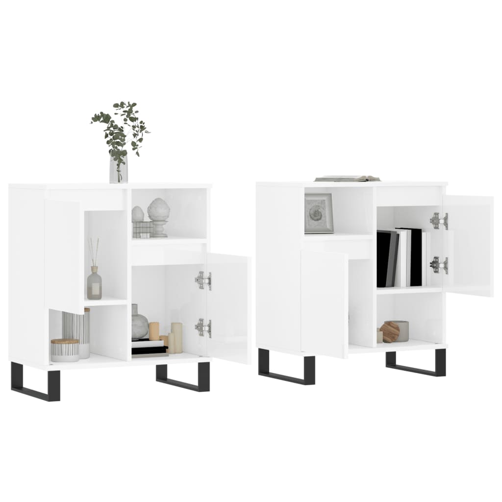 skænke 2 stk. konstrueret træ hvid højglans