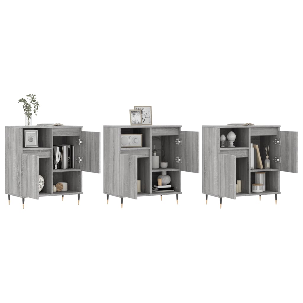 skænke 3 stk. konstrueret træ grå sonoma-eg