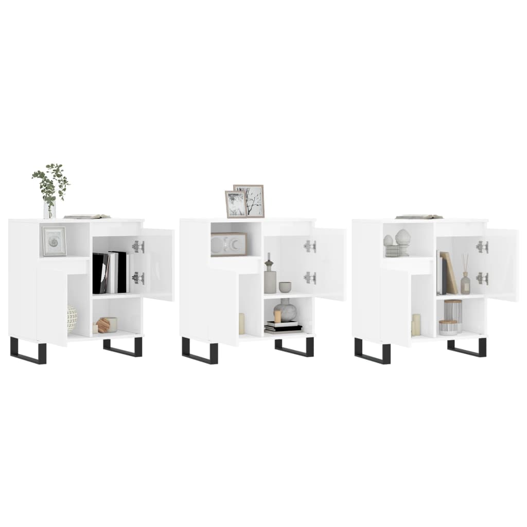 skænke 3 stk. konstrueret træ hvid højglans