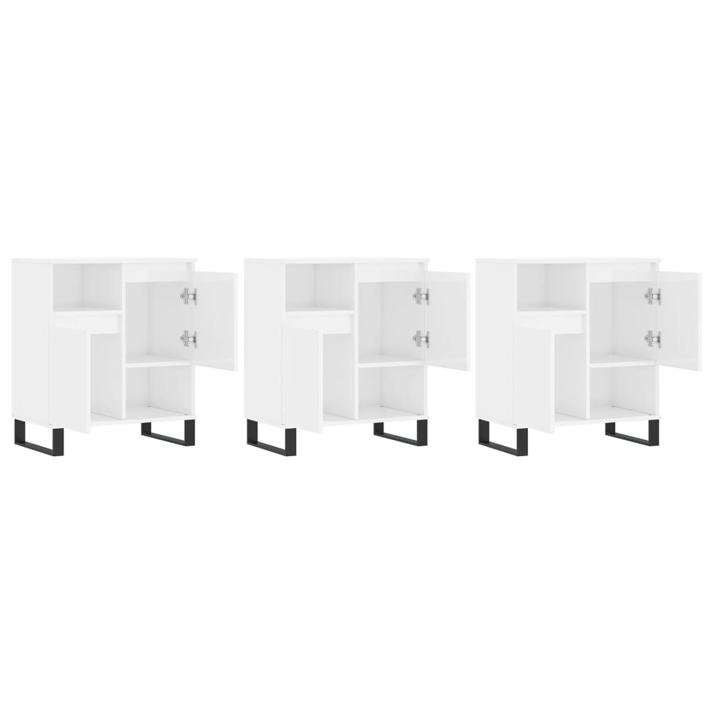 skænke 3 stk. konstrueret træ hvid højglans