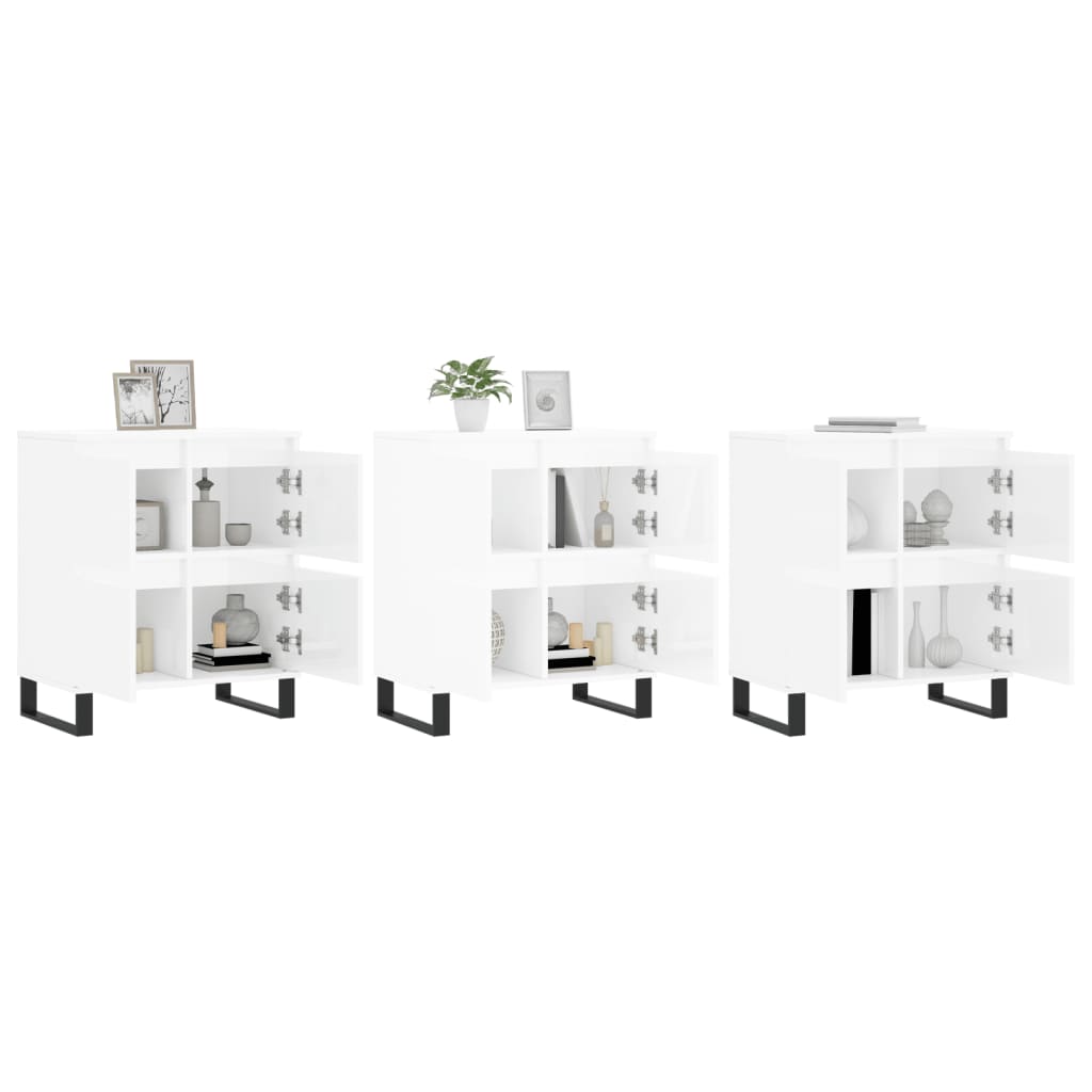 skænke 3 stk. konstrueret træ hvid højglans